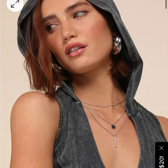 Lulus | Dresses | Nwt Lulus Edgy Cuteness Washed Black Hooded Cargo Mini  Dress With Pockets | Poshmark